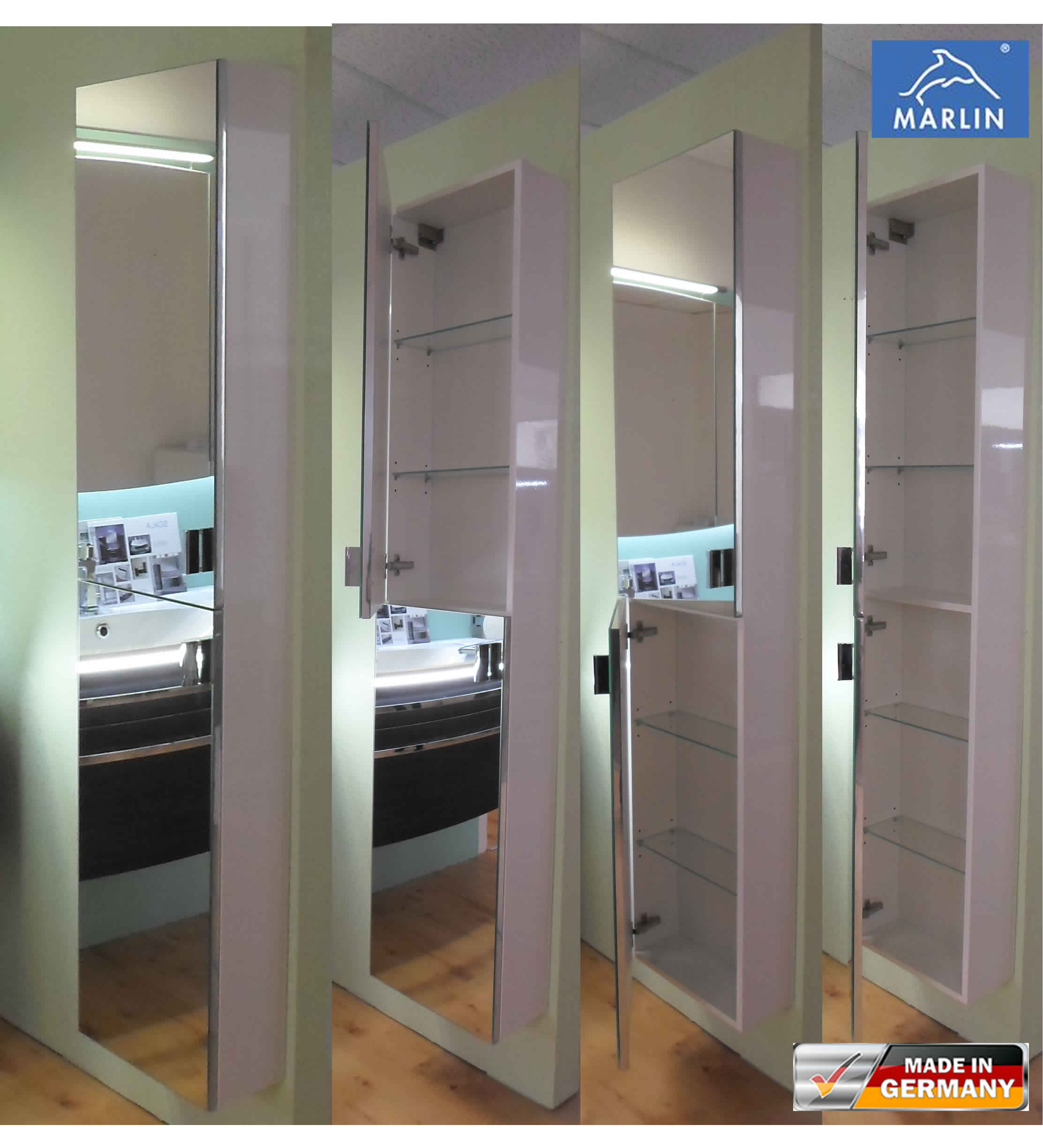 Marlin 40 Hochschrank Azure Spiegeltüren - 2 Breite cm